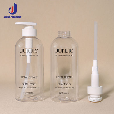 Clear Plastic Shampoo Bottles 500ml Cylinder PET Bottles Cosmetic For Packaging